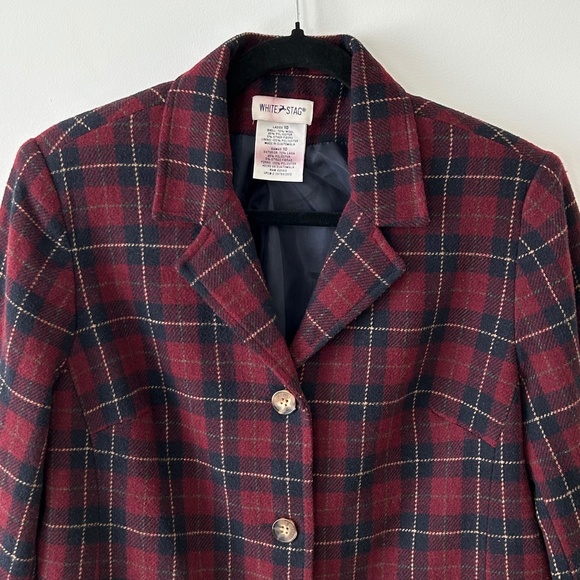 Vintage White Stag Plaid Wool Blazer - Picture 2 of 16